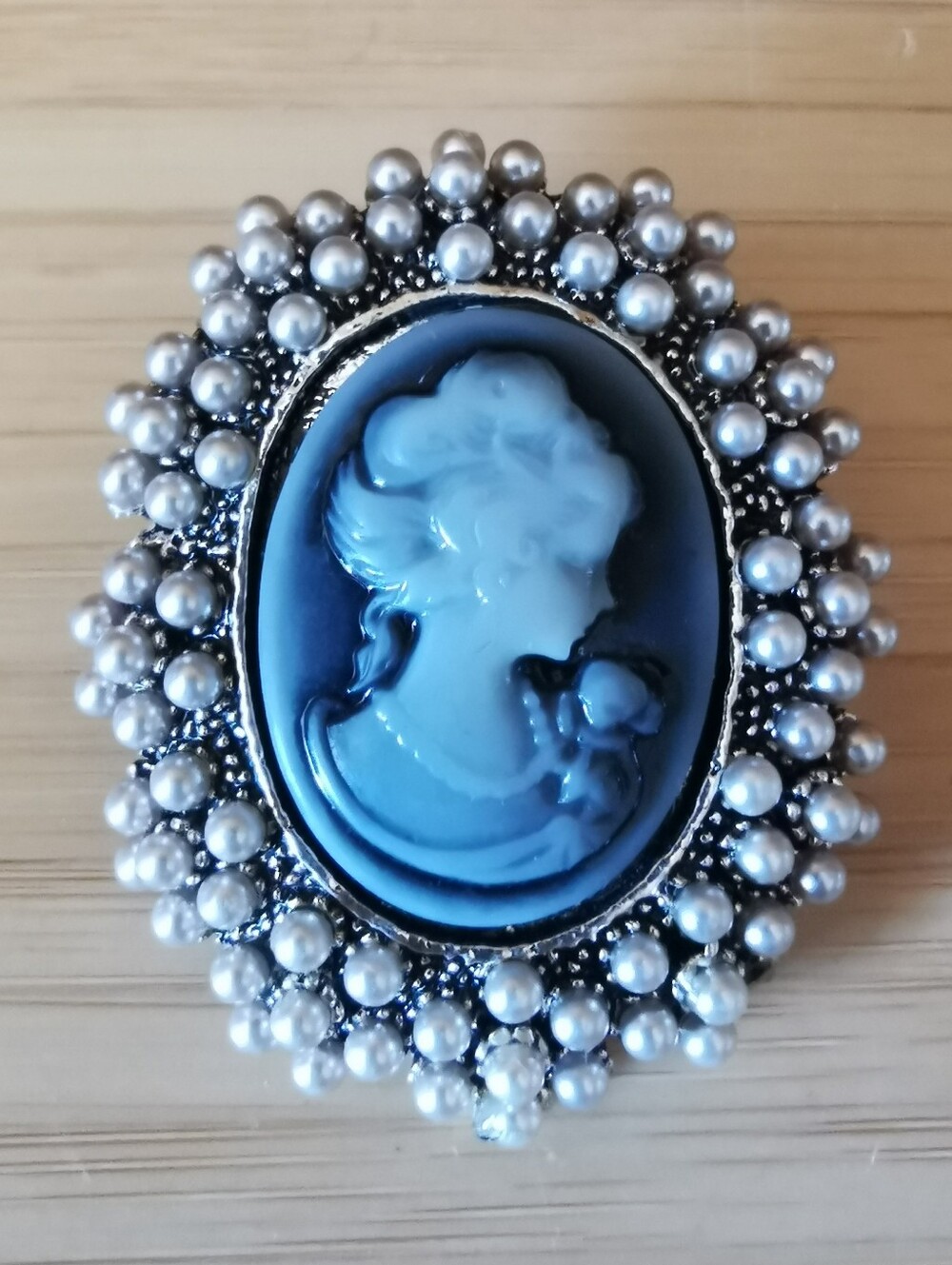 Vintage Faux Pearl Cameo Brooch